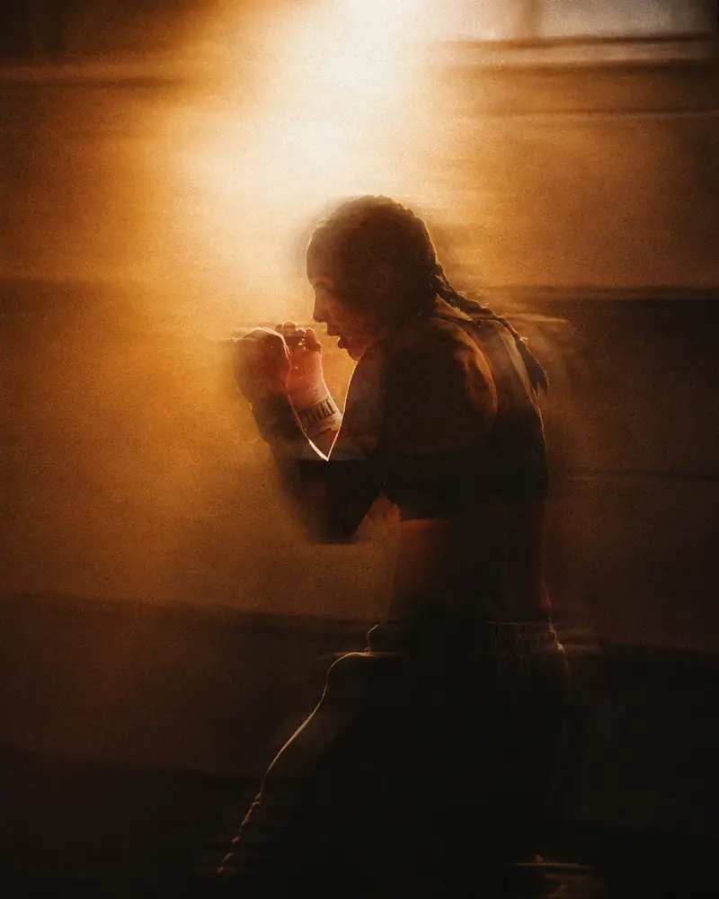 Person boxing with their guard up